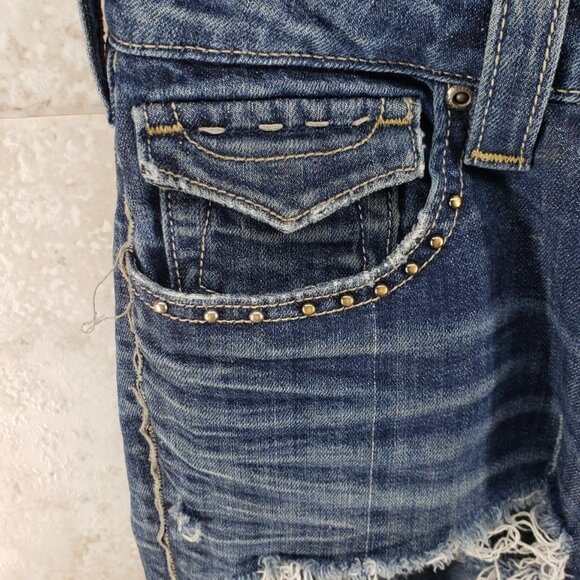 Distressed Embellished Holey Low Rise Straight Leg Jeans Vigoss Collection Sz 9 - Picture 7 of 12